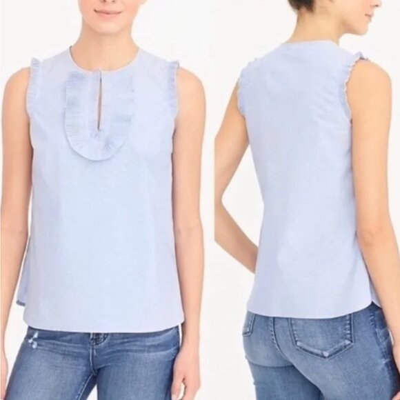 J Crew Margot White Cotton Sleeveless Top with Ruffle Accent, size 8 - Picture 7 of 7